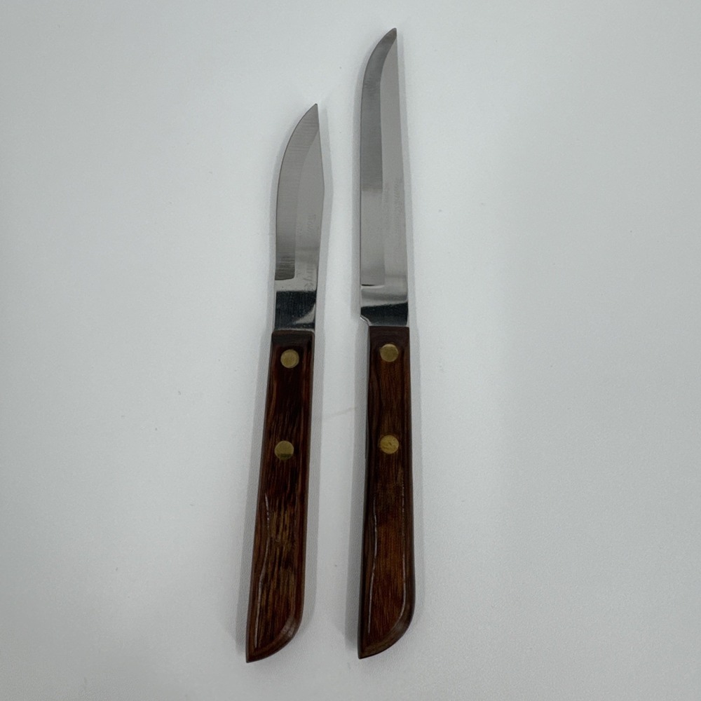 Washington Forge Stainless USA 4" Blade & 3" Blade EUC Vintage Wood